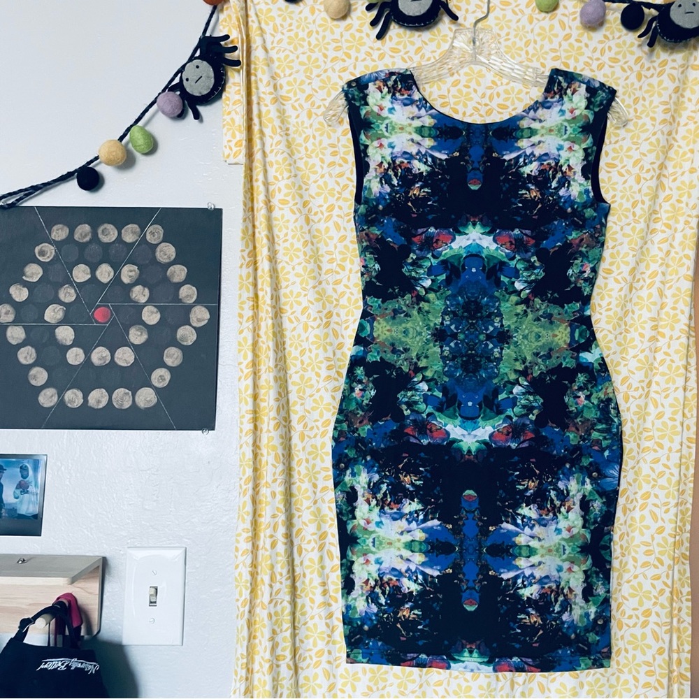 Multicolored Rorschach / styled mini dress from H&M. Bold and edgy style!